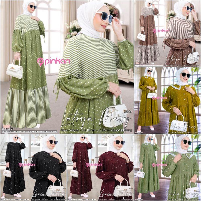 POKY/LATOYA/LARISA BY PINKAN MIDI DRESS RAYON MOTIF POLKADOT