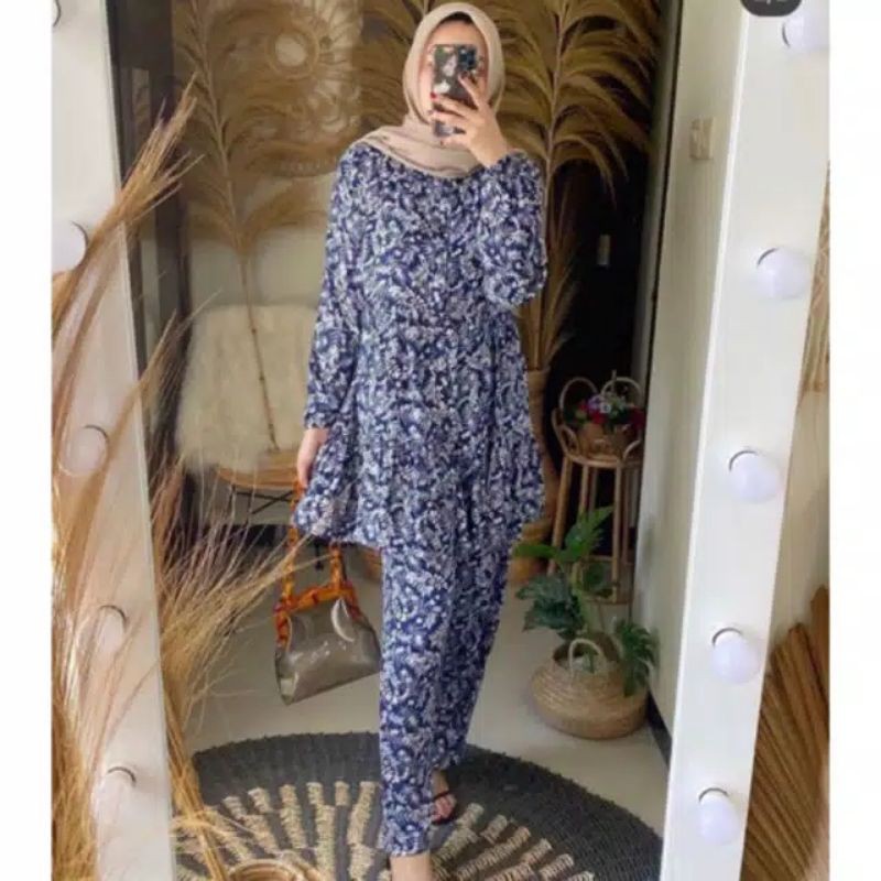 BASIC ONE SET JUMBO OUTFIT WANITA SETELAN TUNIK