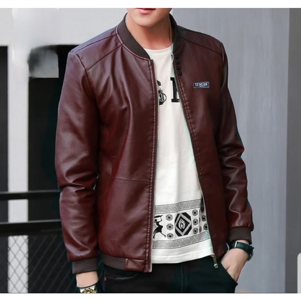 AKN- JAKET MOTOR PRIA / JAKET BOMBER PRIA OSCAR ANTI AIR / JAKET KULIT ORIGINAL SENSOR