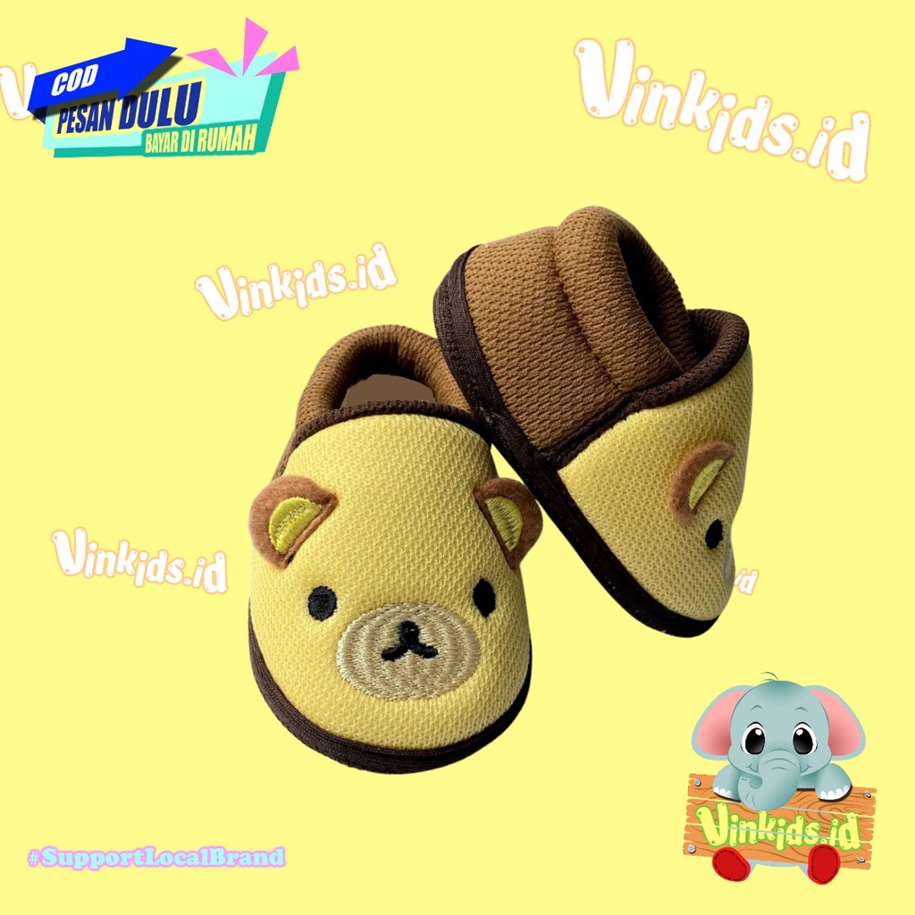 Vinkids Sepatu Bayi Laki Laki 0 12 Bulan / Sepatu Bayi Lucu / Sepatu Bayi Karakter / Baby shoes / Perlengkapan Baby / Karakter Bayi Rilakuma Cokelat