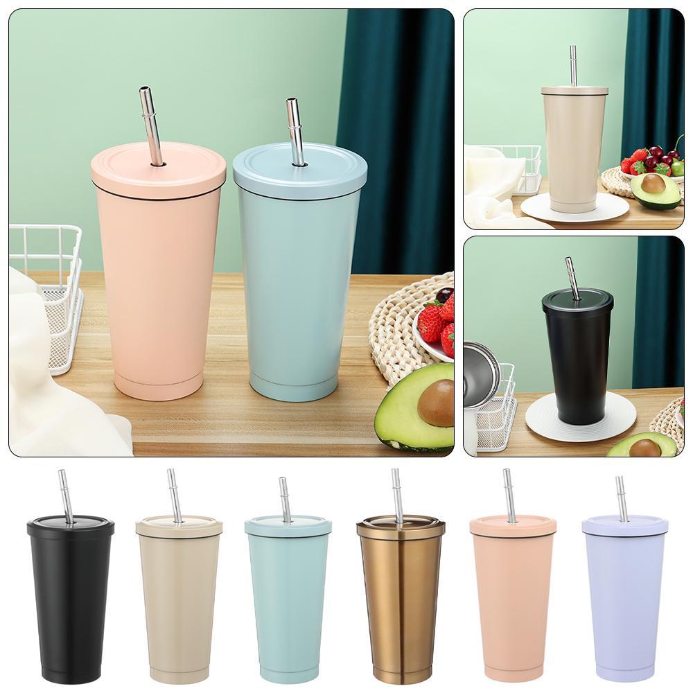 Pineapple 500ML Straw Cup Gelas Minum Stainless Steel Beer Tea Vacuum Flask