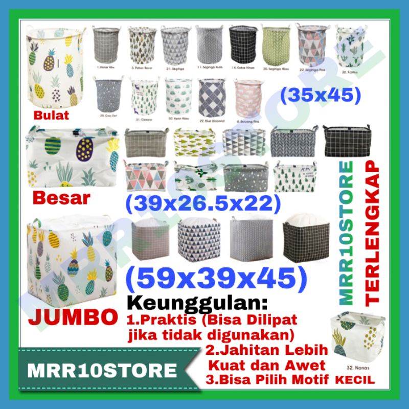 Keranjang Laundry  Basket Cucian Baju Bulat Pakaian Kotor Canvas Laundry Bag Jumbo Desktop Storage B
