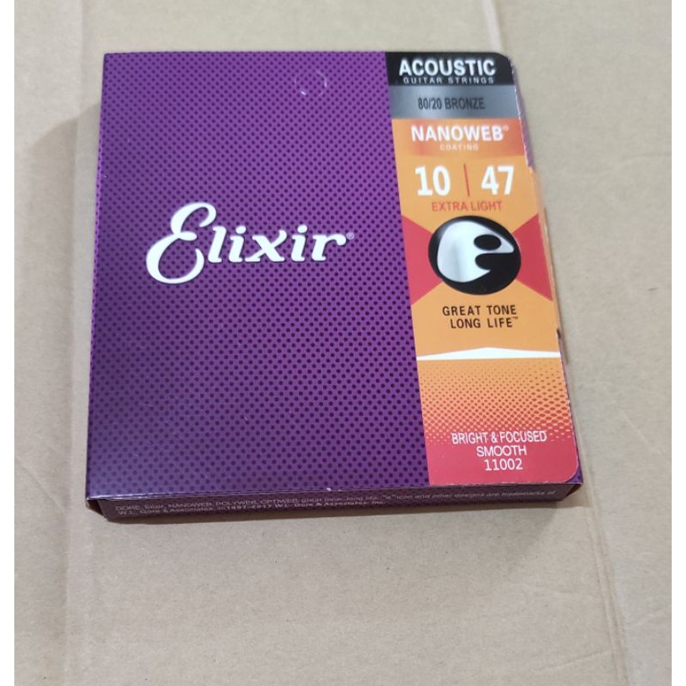 Senar gitar akustik Elixir satu set (6senar) ukuran 0.10