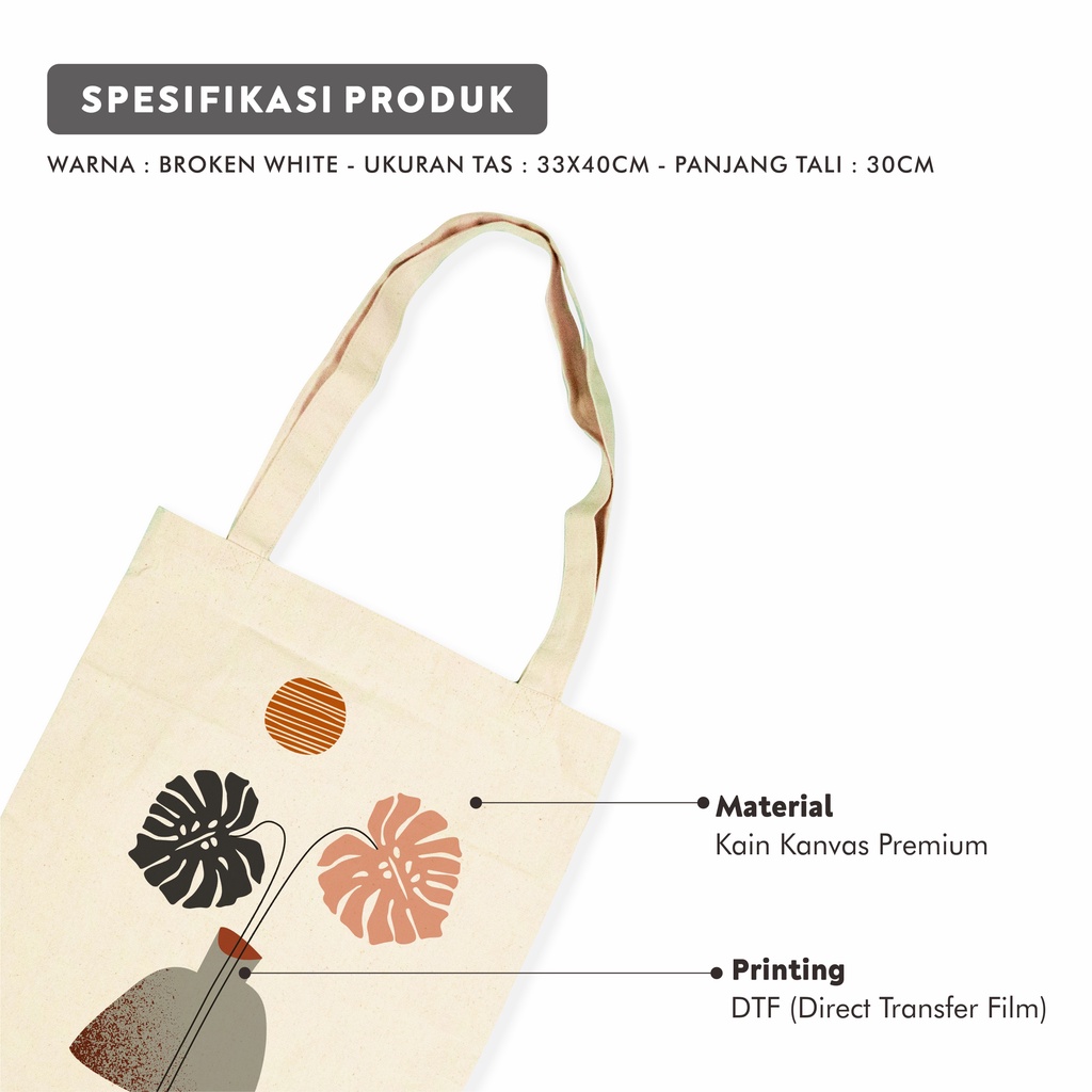 Sevine Tote Bag Kanvas Tas Fashion Totebag Wanita DTF Printing Nordic Aesthetic Series - KTF7