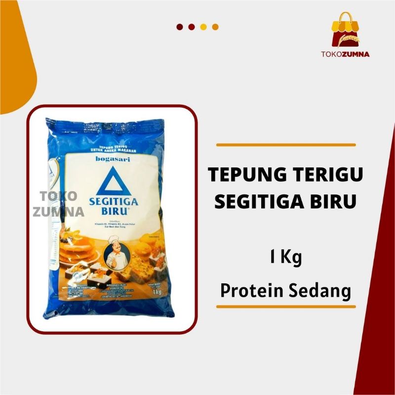 

Tepung Terigu Segitiga Biru 1kg Kemasan / Tepung Terigu Protein Tinggi Sedang Rendah  Tepung Terigu Cakra Kembar