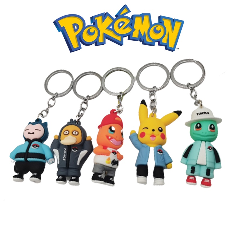 Pokemon Anime Pikachu Doll Keychain Bag Key Ring Pendant Accessories Wearing Sweater Short-sleeved Sleeping Bag Birthday Gifts