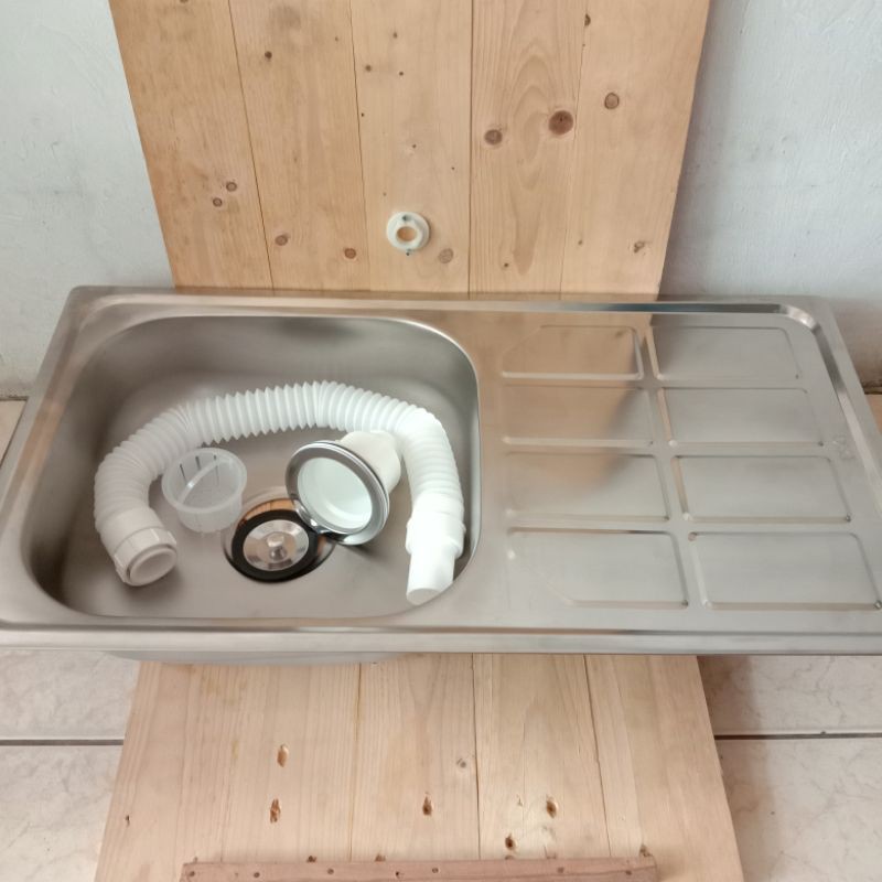 Kitchen Sink Bak Cuci Piring Royal Sb 35 Wastafel 1 Lubang Kran Fleksibel Tembok Shopee Indonesia