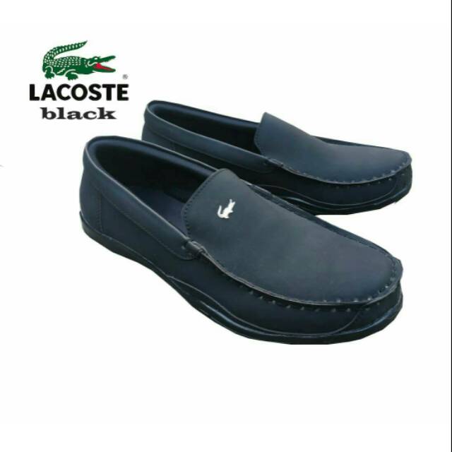 Sepatu pria casual slip on LACOSTE RAJUT BLACK