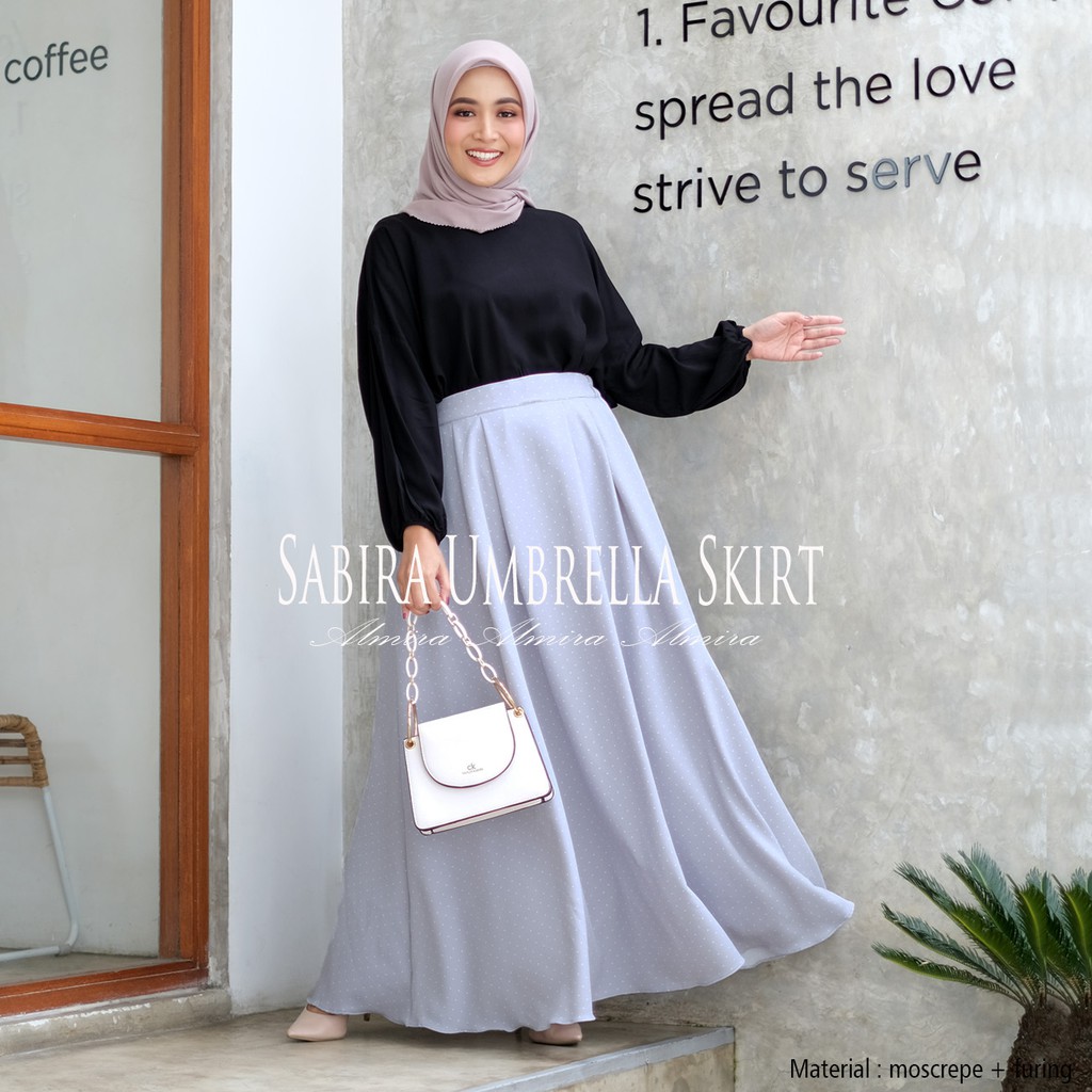 Rok Polkadot Panjang Sabira Maxi Skirt Rok Polka Griyaraditya Almira