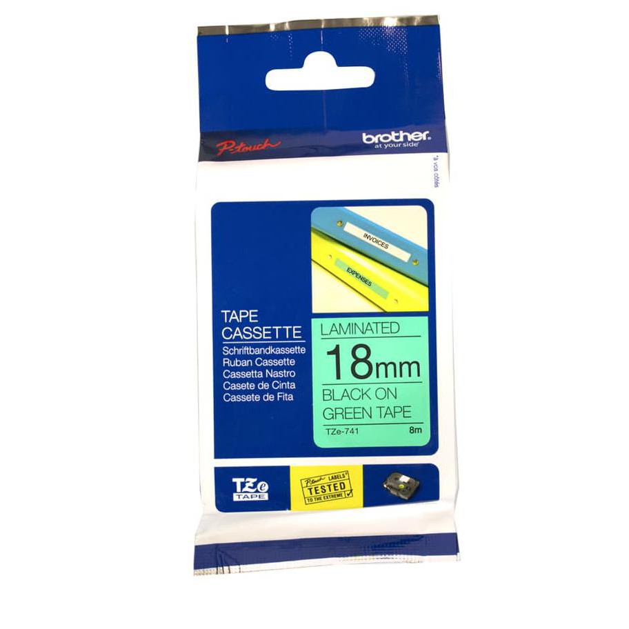 

Brother Label Tape 18Mm Tze-741 Black On Green Tze 741