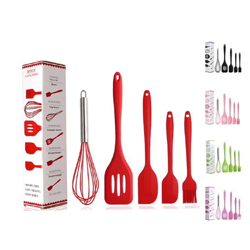 RB CM-H99 Utensil Silicone set 5in1 peralatan masak sutil Spatula Silikon Alat Masak Tahan Panas