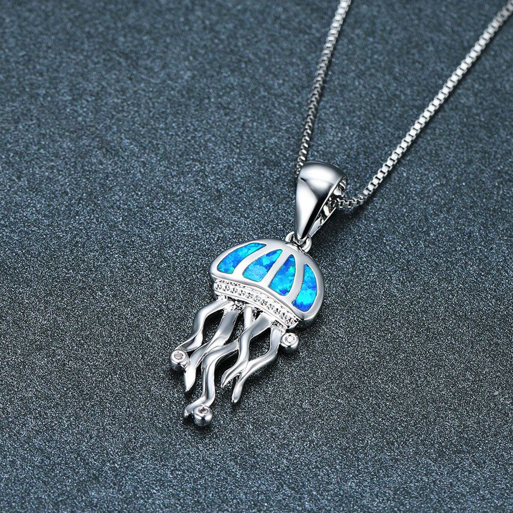 ROW New Pendant Luxury Blue Necklaces Gift Jellyfish Animal Jewelry Fashion Female