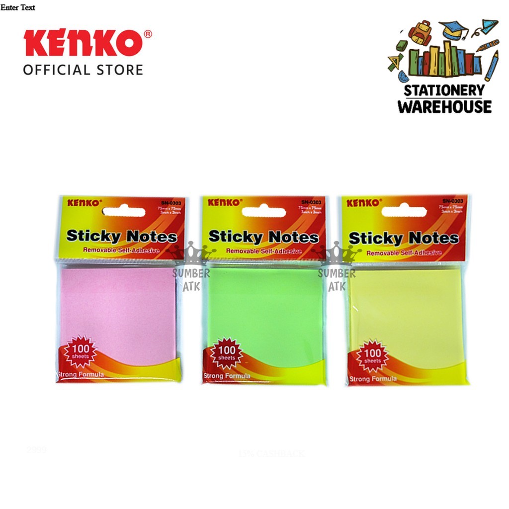 

STICKY NOTE KENKO SN-0303 / KERTAS MEMO ( 100 Lembar ) - 1 PAD