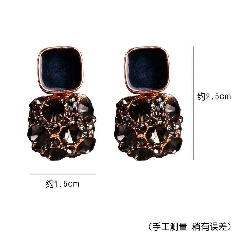 Anting Bentuk Kotak Geometris Bahan 925 Silver Needle Gaya Retro Korea Untuk Wanita