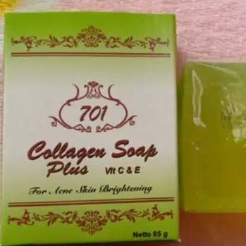 SABUN COLLAGEN PLUS VIT E Brightening Acne Soap - Warna Hijau Colalgen 701 Facial Soap