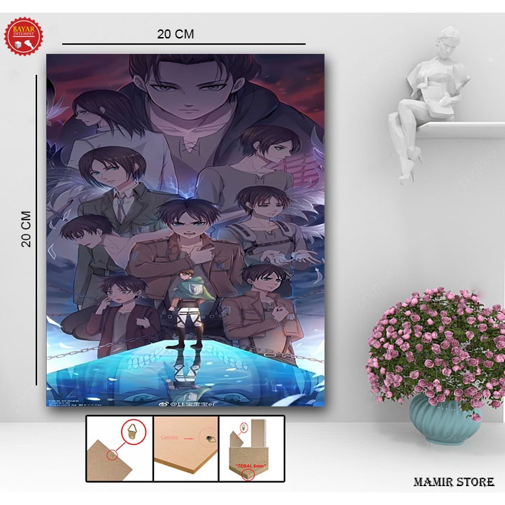 CETAK FOTO ANIME ATTACK ON TITAN PLUS BINGKAI /POSTER FOTO ANIME ATTACK ON TITAN / WALLDEKOR KAMAR /