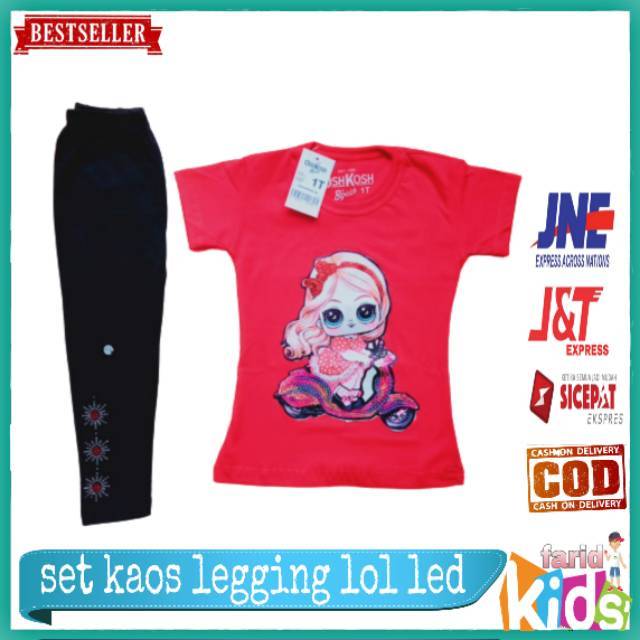 (COD)SETELAN KAOS LEGGING LOL LED 1-5 tahun