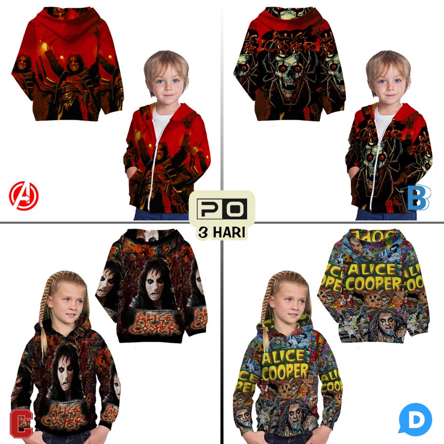 Jaket Hoodie Alice Cooper SKU-7434105931991 Alice Cooper Band Hoodie Anak Bahan Polyester Casual Uni