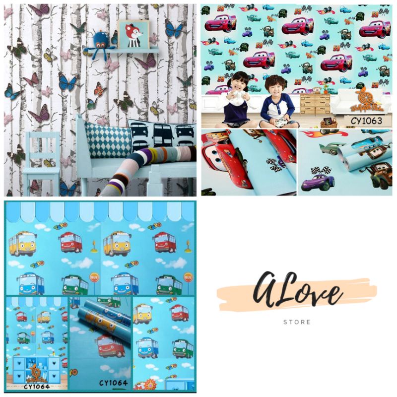 [COD] WALLPAPER STIKER DINDING MOTIF KARTUN ANAK