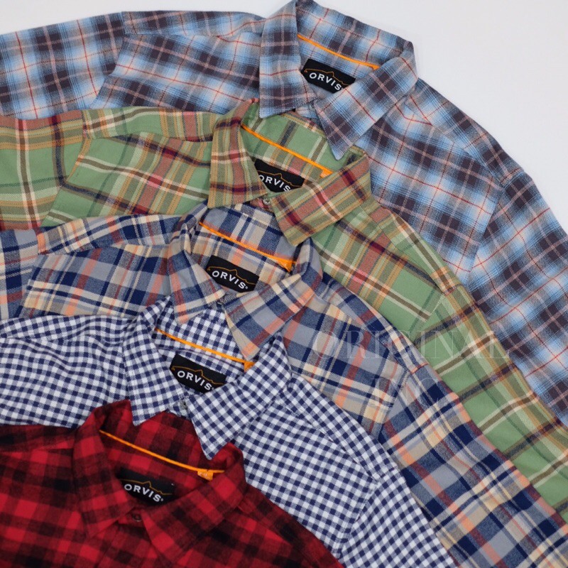 Kemeja Orvis Original Flat Creek Tech Flannel Plaid Shirt ORV-LSS-02