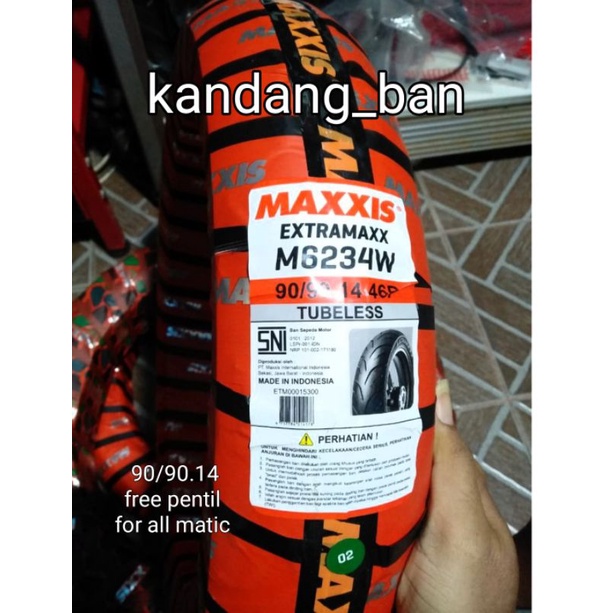 BAN TUBLES MATIC MAXXIS EXTRAMAXX 90/90 RING 14 GRATIS PENTIL,BAN BARU 100% ORIGINAL