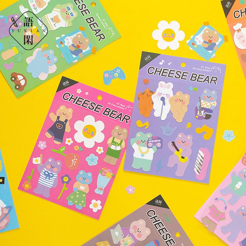 

LACOSTUFF Sticker Waterproof / Decorative Bujo Deco Journalinh Cheese Bear