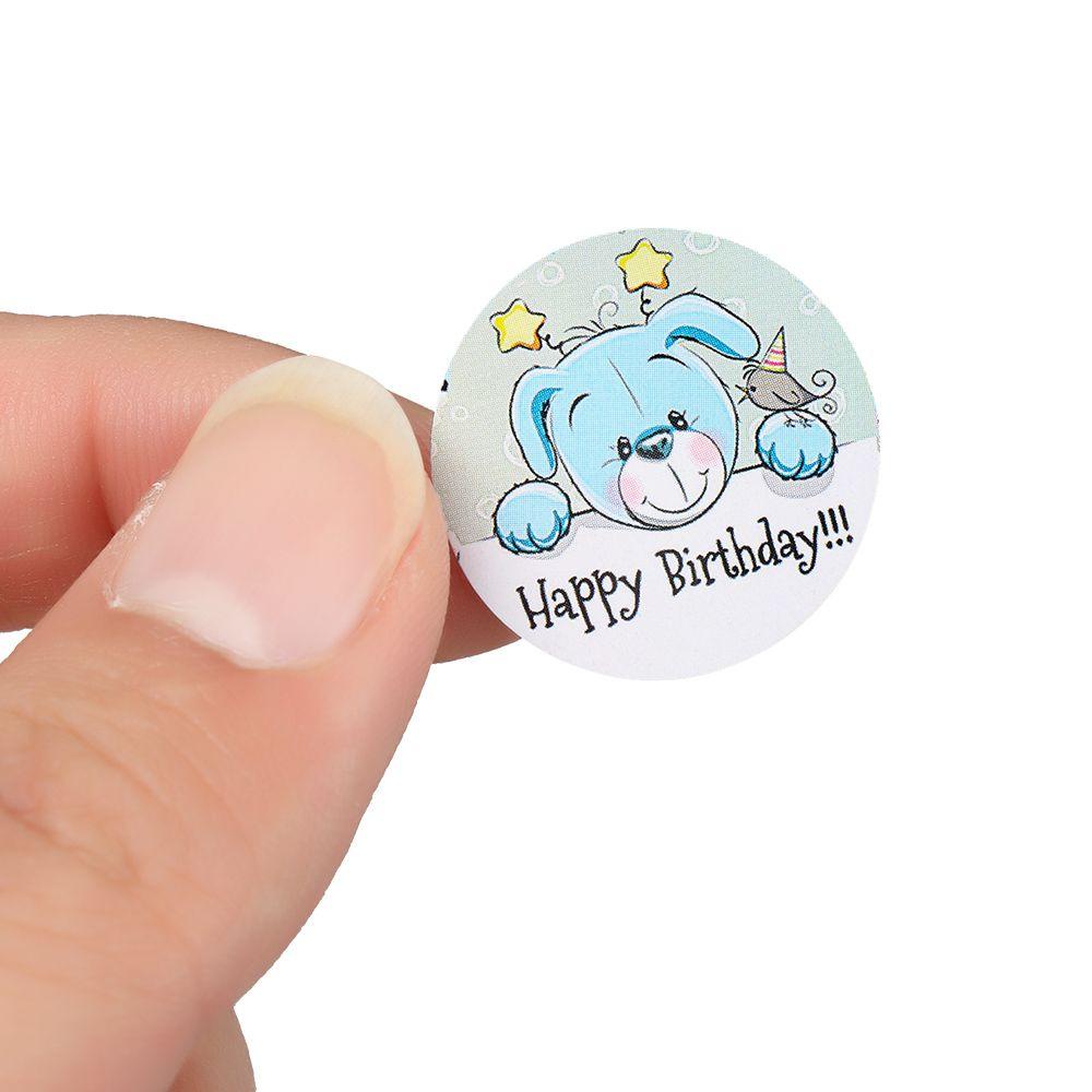 Preva 500 Pcs/Roll Happy Birthday Stiker Scrapbooking Amplop Segel Alat Tulis Perlengkapan Pesta Round Sealing Label