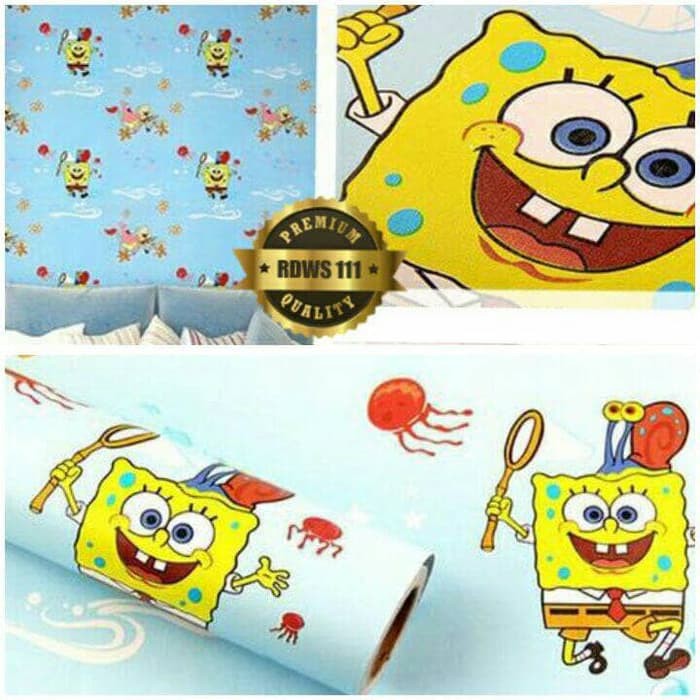  stiker  wallpaper dinding gambar kartun  spongebob  