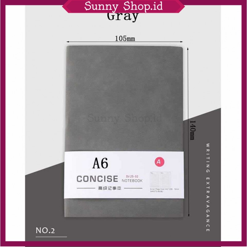 

READY STOCK Vichouse Buku Catatan Jurnal Notebook Cover PU Leather A6 - Gray SS.ID