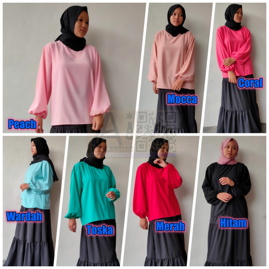 Aishe Daily Blouse Atasan Wanita Lengan Balon Korean Style