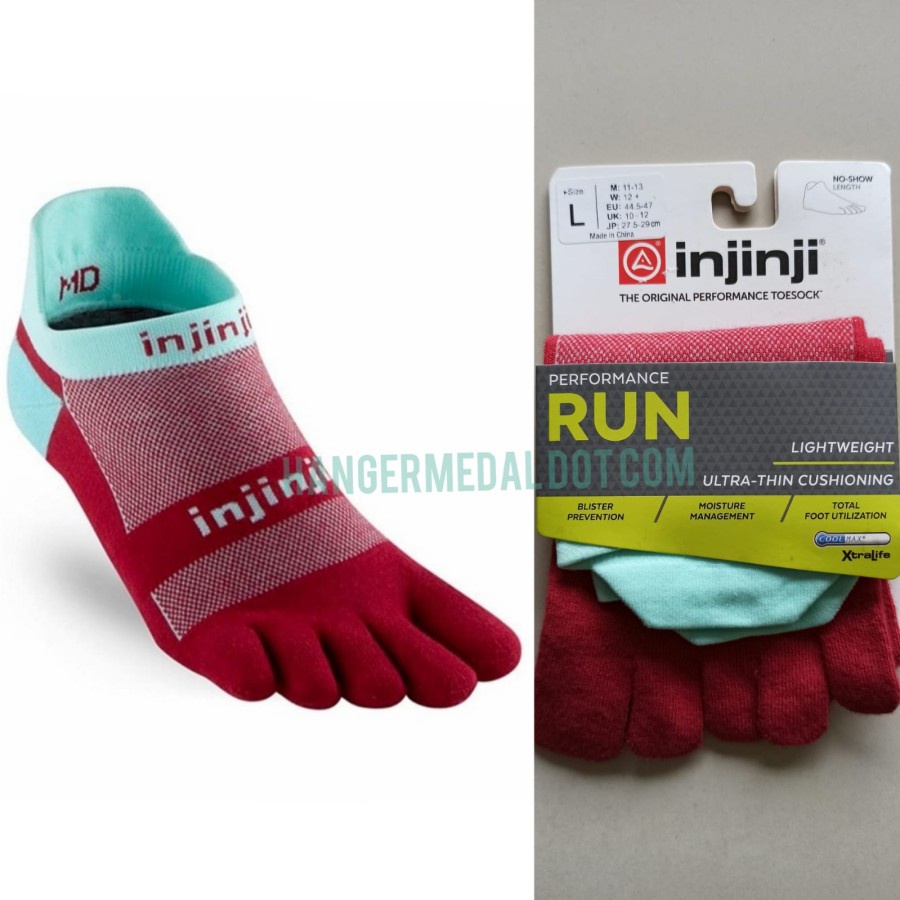 INJINJI PERFORMANCE - NO SHOW - SIZE L - GREEN kaos kaki anti blister - MAROON TOSCA