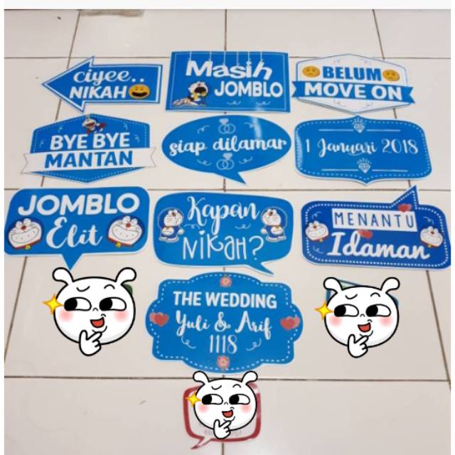 Photobooth property biru perlengkapan foto acara reuni wedding Photobooth props murah acara wedding
