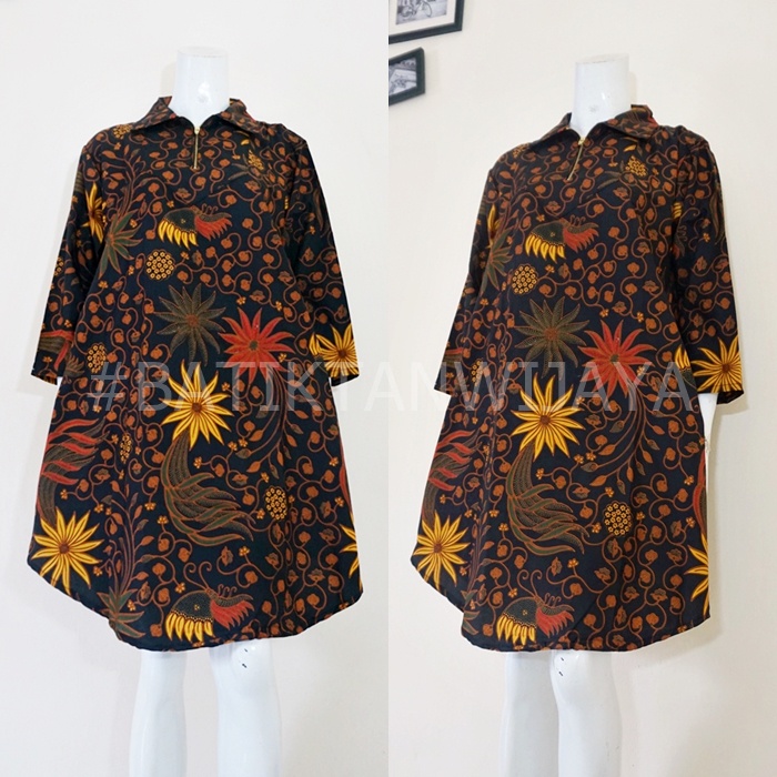 Atasan Tunik Wanita Zipper Depan Motif Telo Bahan Katun Jarik Jogja Tunik Batik Wanita Bisa Untuk Or