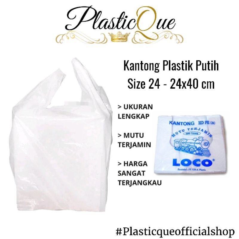 KANTONG PLASTIK KILOAN 500GRAM HD24 24X40 CM 500 GRAM KRESEK PUTIH SUSU EMBROS TEBAL KUAT HDPE LOCO 