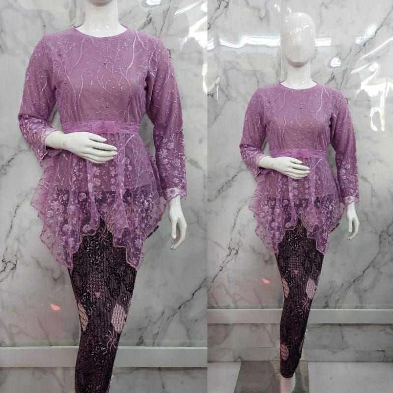 Kebaya Tille/Gomes Pita/ Kebaya Pesta/ Kebaya Modern/ Kebaya Wisuda / Setelan Kebaya Rok Batik