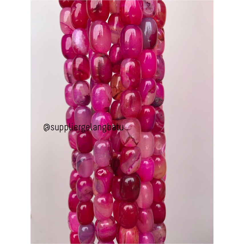 batu alam Penden tabung purple agate 2 x 1,5 cm bahan gelang kalung