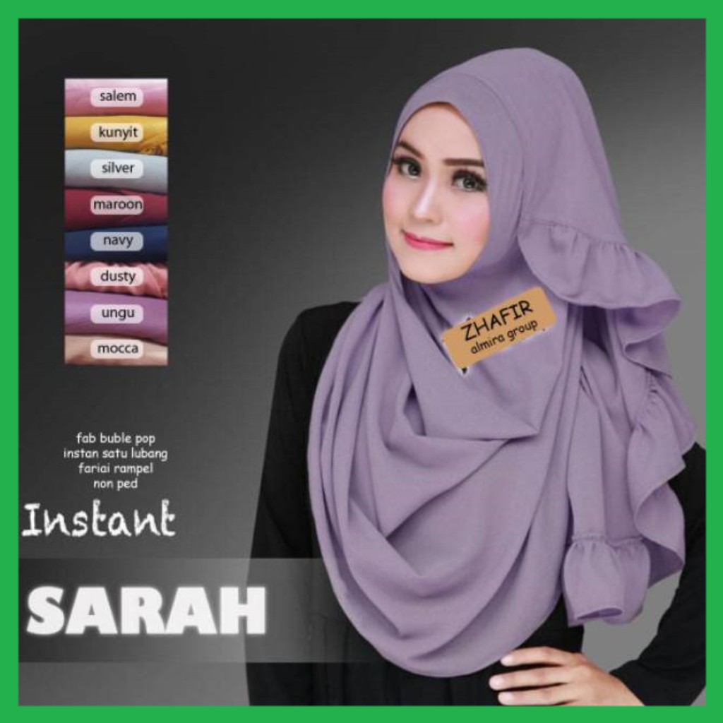 Instan Sarah / Hijab Jilbab Instant Sarah / Instan Syarah Kerudung Syarah HQ Diamond Georgette