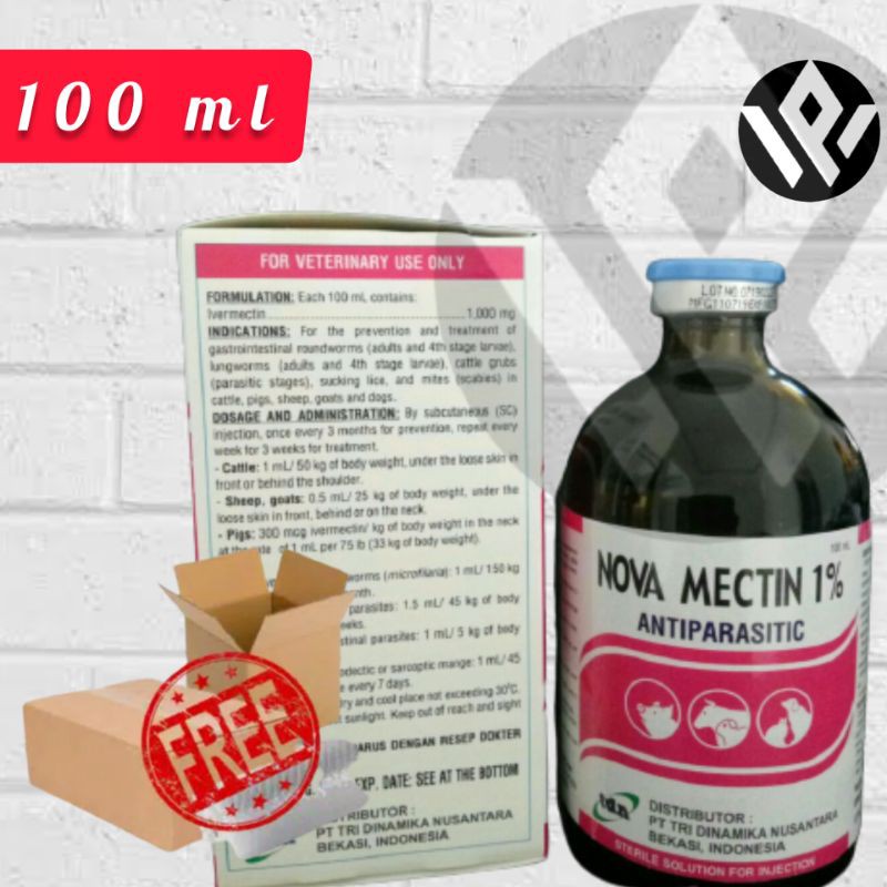 Nova Mectin 100 ml Obat cacing kutu pinjal caplak hewan novamectin