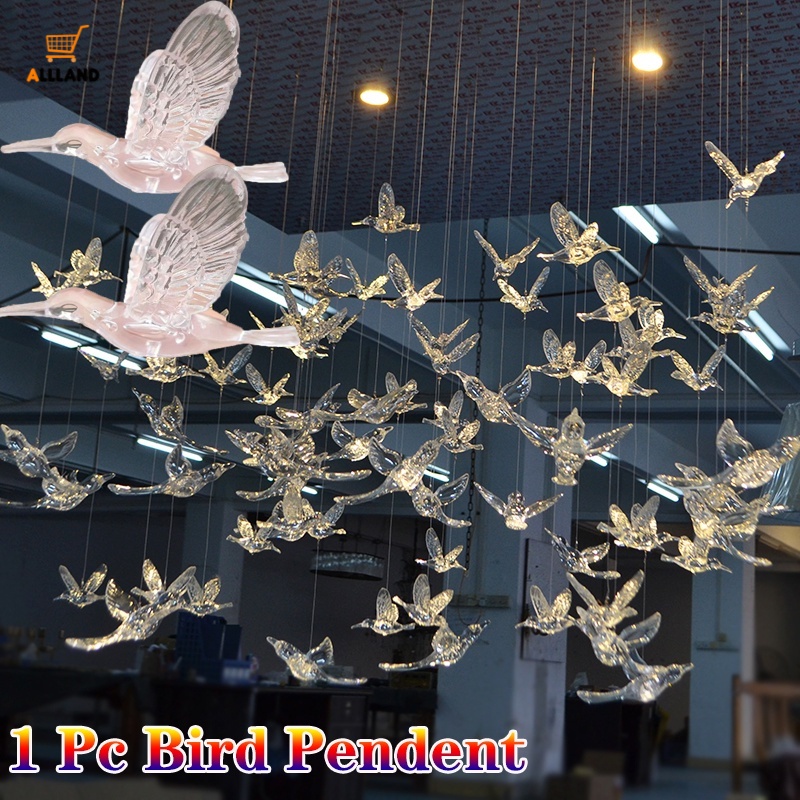 Ornamen Burung Terbang Bahan Akrilik Kristal Transparan Untuk Dekorasi Pohon Natal