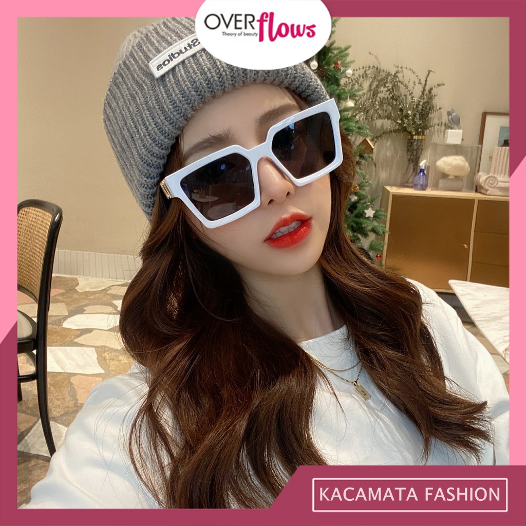 OVERFLOWS.ID Kacamata Fashion Import Bingkai Persegi Unisex Wanita Pria Sunglasess Kotak