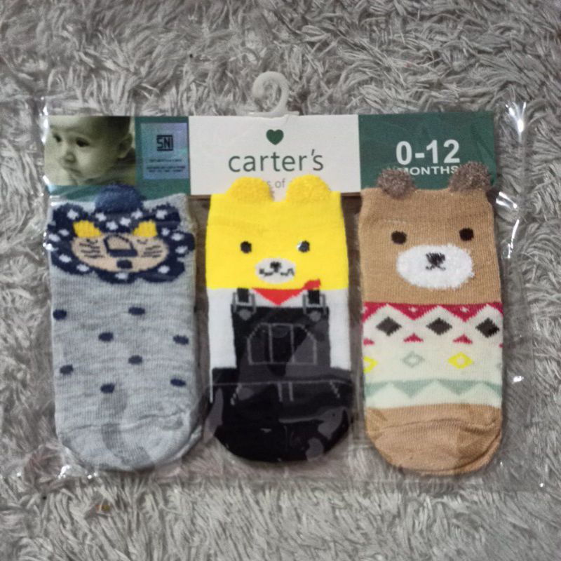 (Isi 3 Pasang) Kaos Kaki Import Impor Carter Carters Carter's Lembut Lucu Newborn Baby Socks 3 Pairs of Socks