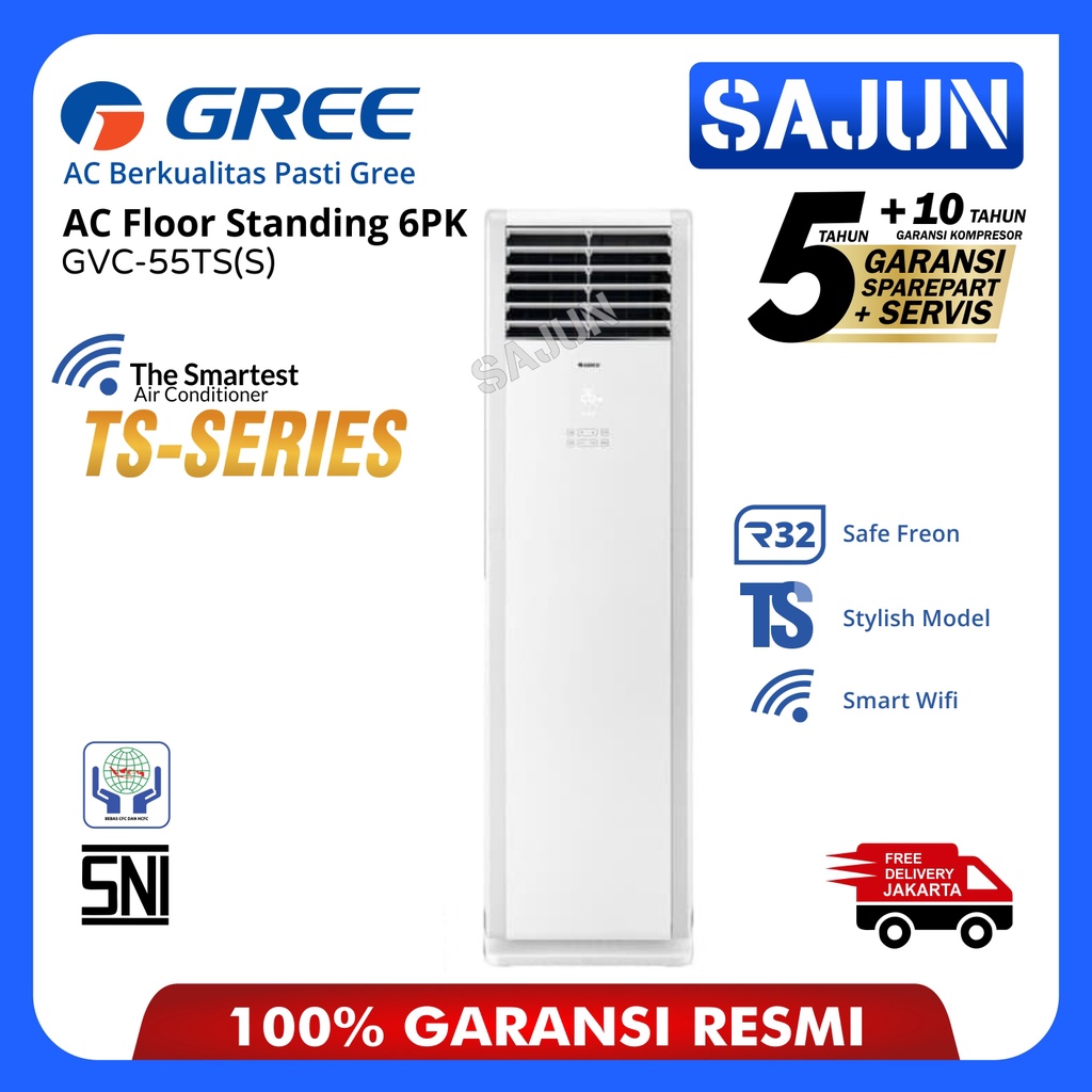 GREE AC Floor Standing 6PK GVC-55TS (S) R32 Wifi Connection 3 Phase