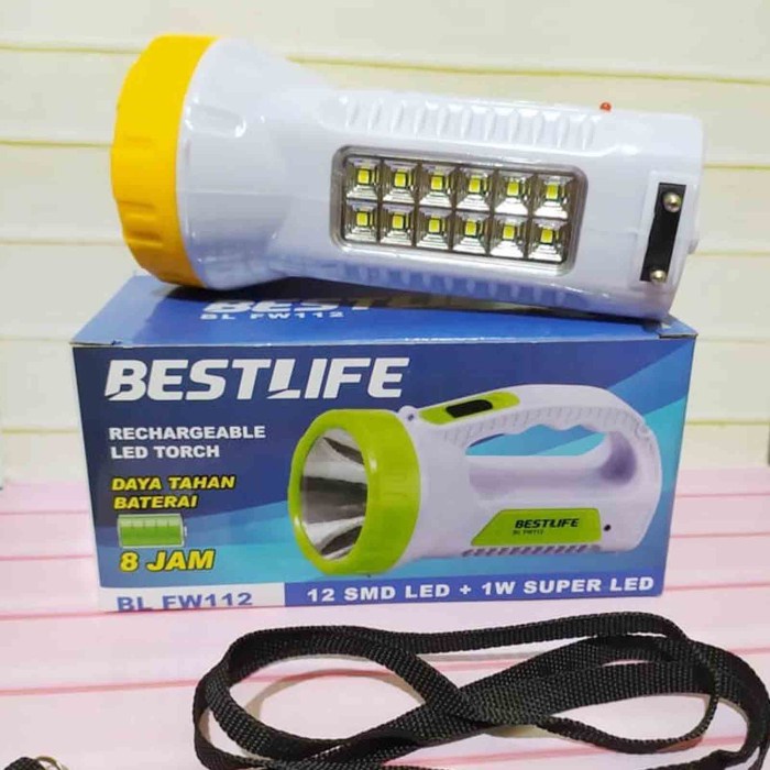 New Emergency Senter Bestlife BL-FW112 LED Super Terang 12SMD LED + 1W Super LED White Light Rechargeable 8Jam  LAMPU DARURAT / CAHAYA PUTIH 600mah (COD)