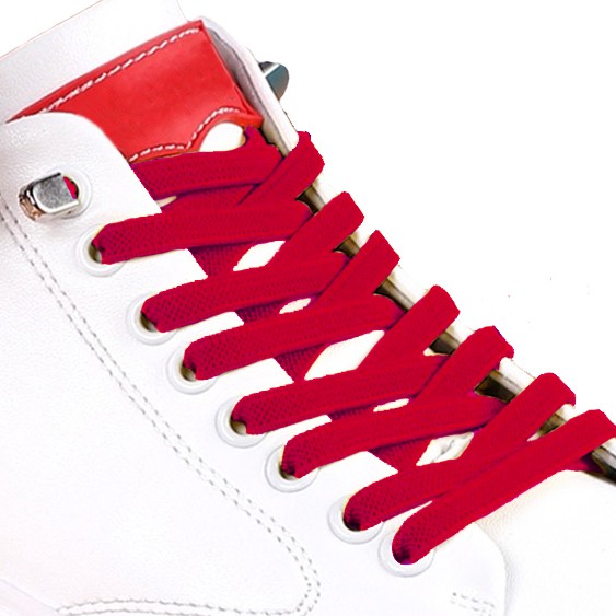 Original MR Shoelaces EF10 Elastic Red Merah Tali Sepatu Flat Elastis (Karet Lentur) with Metal Clip / Lock 100cm Original