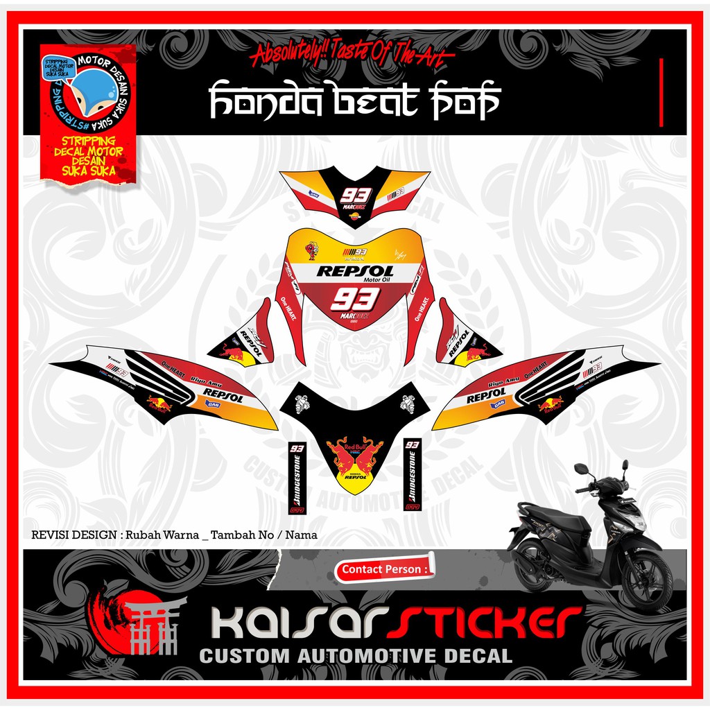 STICKER STRIPING MOTOR STIKER DECAL FULL BODY BEAT POP NEW REPSOL