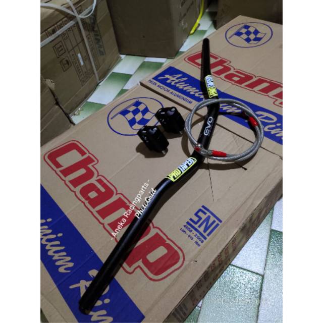 Stang fatbar protaper evo tipe low satu set selang rem 130cm dan riser klx crf vixion byson pcx dll