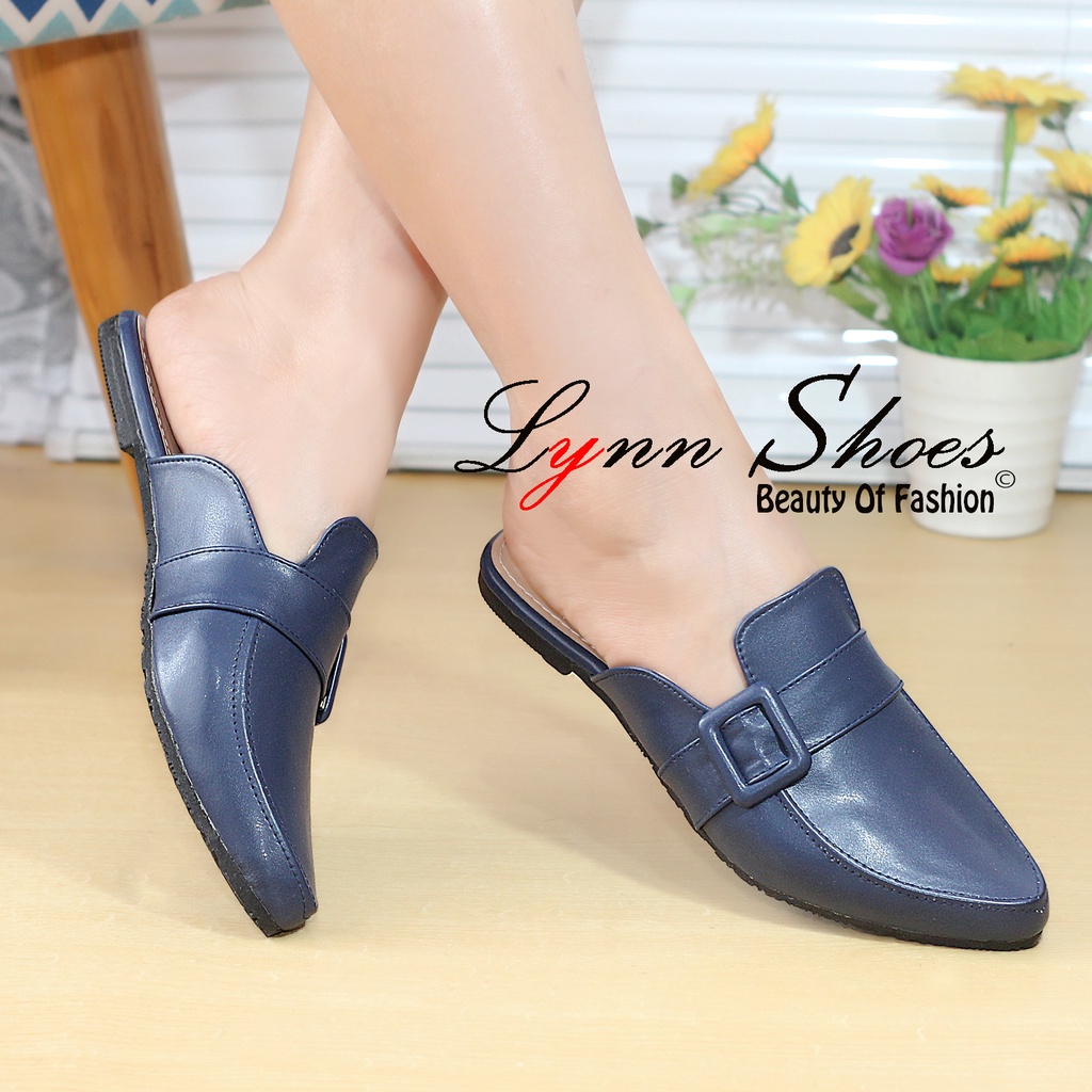 Lynn Sendal Selop Flat Wanita Exclusive S10U - Biru / Coklat / Cream / Hitam / Pink