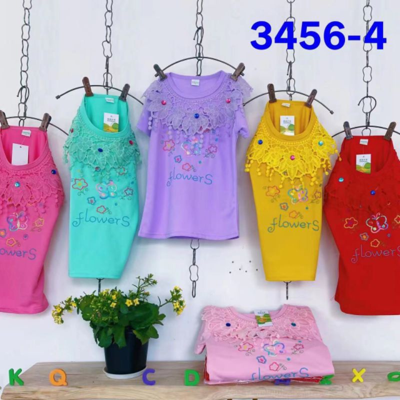 Atasan Anak Perempuan//Kaos Import Motif Renda Usia 2-6tahun