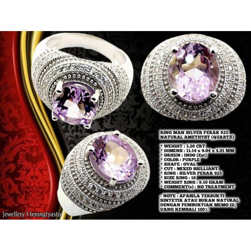 RING MAN SILVER PERAK 925NATURAL AMETHYST (QUARTZ)