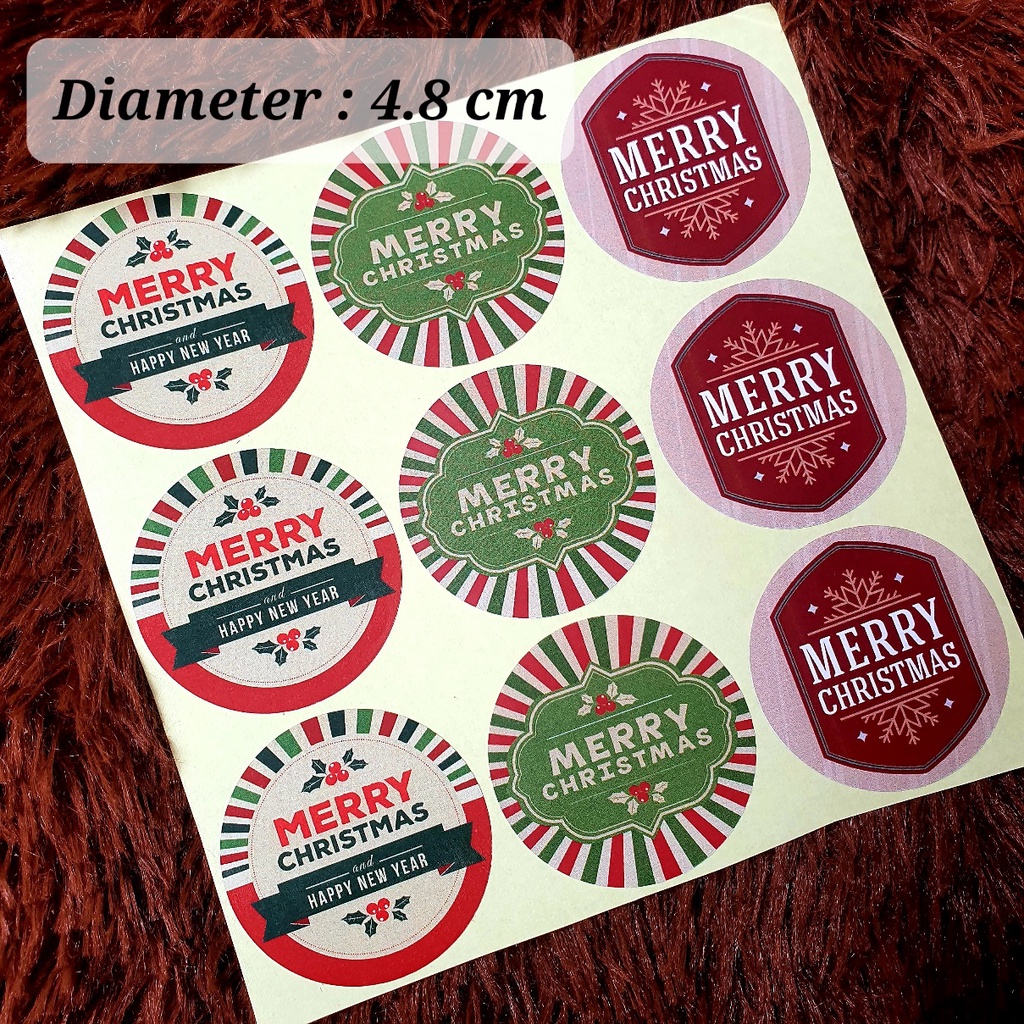 

Sticker Natal / Merry Christmas Bulat 4.8 cm - Stiker Hampers J